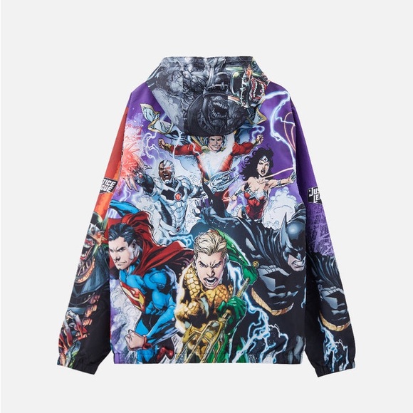 DC Justice League Tango Hotel hooded 'Villians & Heroes' Windbreaker Jacket - Picture 11 of 15